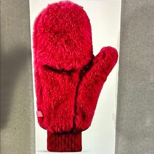 🆕Burgundy Faux Fur Mittens